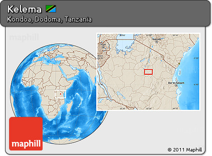 Shaded Relief Location Map of Kelema