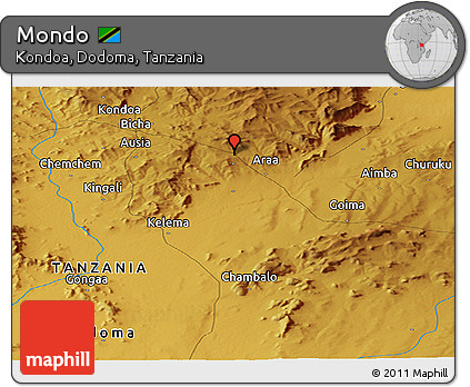 Physical Panoramic Map of Mondo