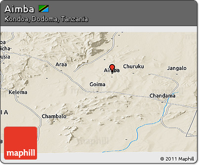 Shaded Relief Panoramic Map of Aimba