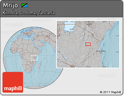 Gray Location Map of Mrijo, hill shading
