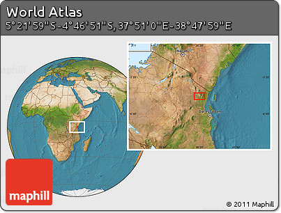 Satellite Location Map of the Area around 5° 4' 25" S, 38° 19' 30" E