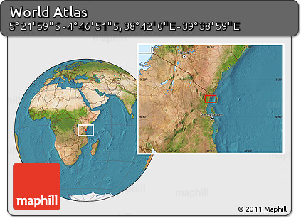 Satellite Location Map of the Area around 5° 4' 25" S, 39° 10' 29" E