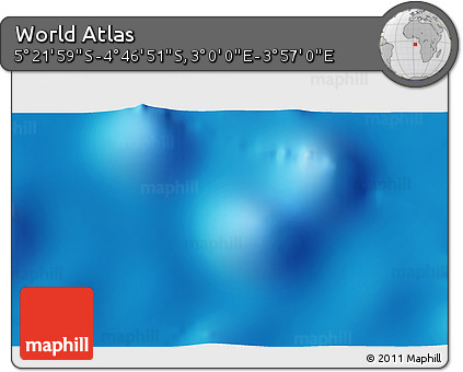 Physical 3D Map of the Area around 5° 4' 25" S, 3° 28' 30" E