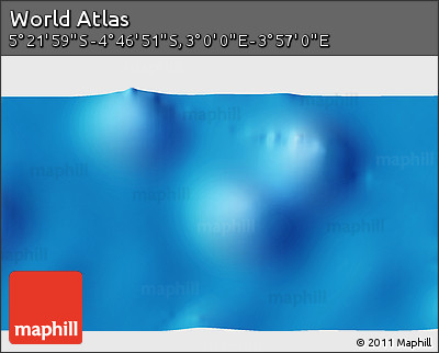 Physical 3D Map of the Area around 5° 4' 25" S, 3° 28' 30" E