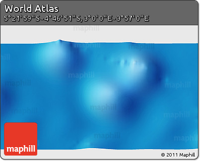 Physical 3D Map of the Area around 5° 4' 25" S, 3° 28' 30" E