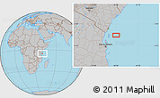 Gray Location Map of the area around 5° 4' 25" S, 40° 52' 30" E