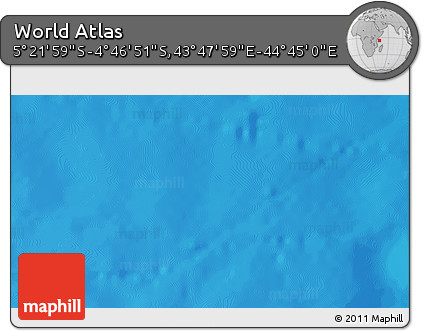 Physical 3D Map of the Area around 5° 4' 25" S, 44° 16' 29" E
