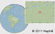 Savanna Style Location Map of the area around 5° 4' 25" S, 54° 19' 30" W, hill shading