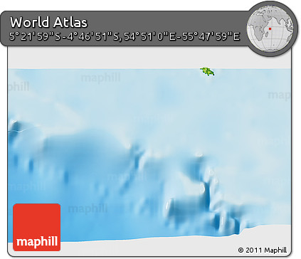 Physical 3D Map of the Area around 5° 4' 25" S, 55° 19' 30" E