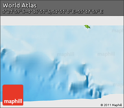 Physical 3D Map of the Area around 5° 4' 25" S, 55° 19' 30" E