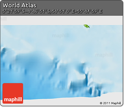Physical 3D Map of the Area around 5° 4' 25" S, 55° 19' 30" E