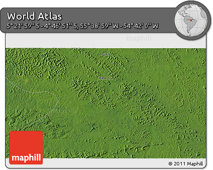 Satellite 3D Map of the Area around 5° 4' 25" S, 55° 10' 29" W