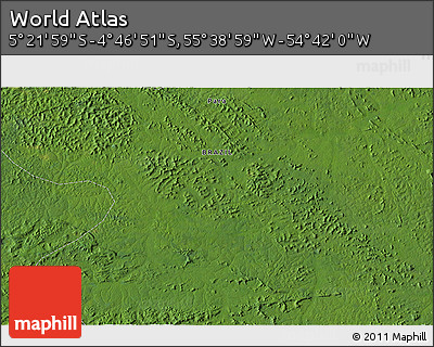 Satellite 3D Map of the Area around 5° 4' 25" S, 55° 10' 29" W
