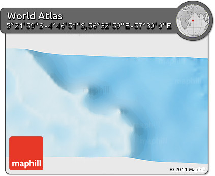 Physical 3D Map of the Area around 5° 4' 25" S, 57° 1' 29" E