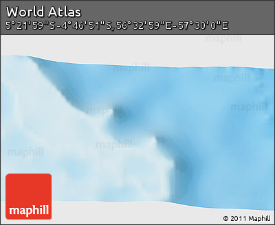 Physical 3D Map of the Area around 5° 4' 25" S, 57° 1' 29" E
