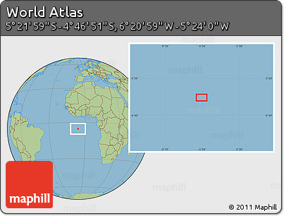 Savanna Style Location Map of the Area around 5° 4' 25" S, 5° 52' 30" W