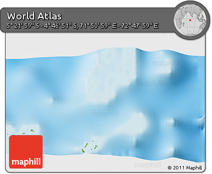 Physical 3D Map of the Area around 5° 4' 25" S, 72° 19' 29" E
