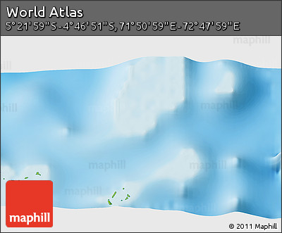 Physical 3D Map of the Area around 5° 4' 25" S, 72° 19' 29" E