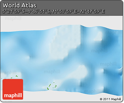 Physical 3D Map of the Area around 5° 4' 25" S, 72° 19' 29" E