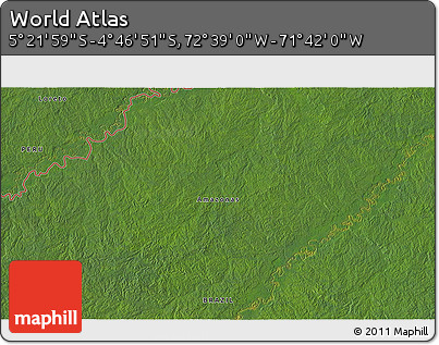 Satellite 3D Map of the Area around 5° 4' 25" S, 72° 10' 30" W