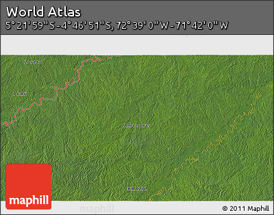 Satellite 3D Map of the Area around 5° 4' 25" S, 72° 10' 30" W