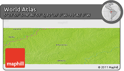 Physical Panoramic Map of the Area around 5° 4' 25" S, 72° 10' 30" W