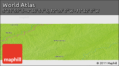 Physical Panoramic Map of the Area around 5° 4' 25" S, 72° 10' 30" W
