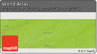 Physical Panoramic Map of the Area around 5° 4' 25" S, 72° 10' 30" W
