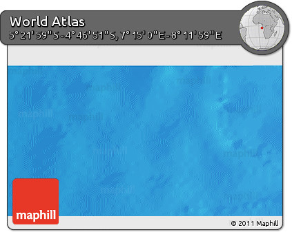 Physical 3D Map of the Area around 5° 4' 25" S, 7° 43' 29" E