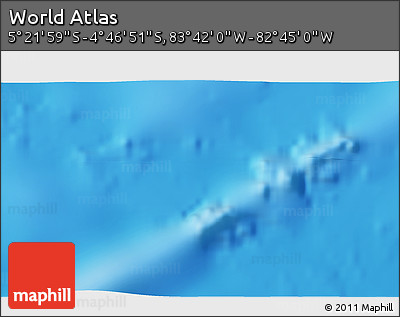 Shaded Relief 3D Map of the Area around 5° 4' 25" S, 83° 13' 29" W