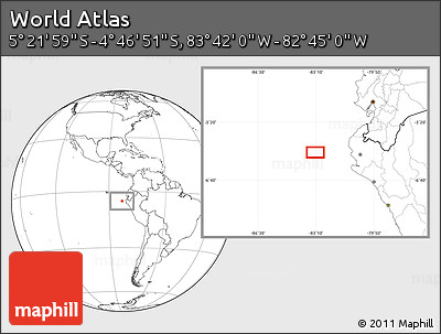 Blank Location Map of the Area around 5° 4' 25" S, 83° 13' 29" W