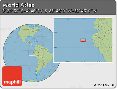 Savanna Style Location Map of the Area around 5° 4' 25" S, 83° 13' 29" W