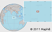 Gray Location Map of the area around 5° 4' 25" S, 88° 28' 29" E