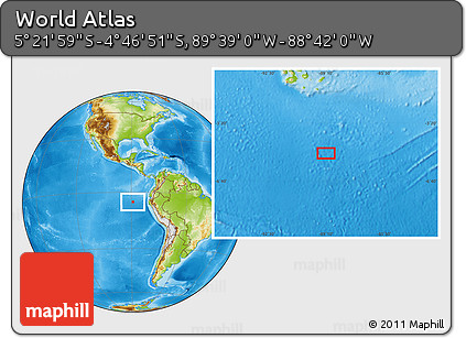 Physical Location Map of the Area around 5° 4' 25" S, 89° 10' 30" W