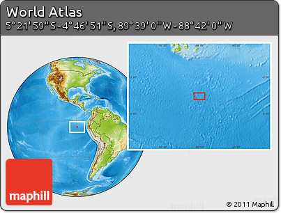 Physical Location Map of the Area around 5° 4' 25" S, 89° 10' 30" W