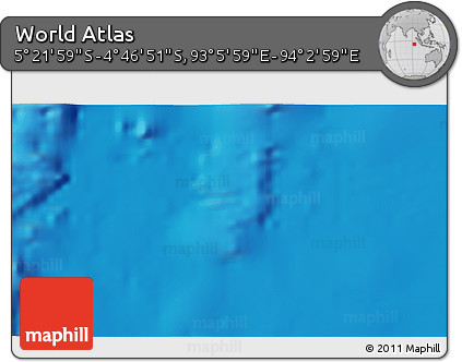 Physical 3D Map of the Area around 5° 4' 25" S, 93° 34' 29" E