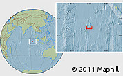 Savanna Style Location Map of the area around 5° 4' 25" S, 93° 34' 29" E, hill shading