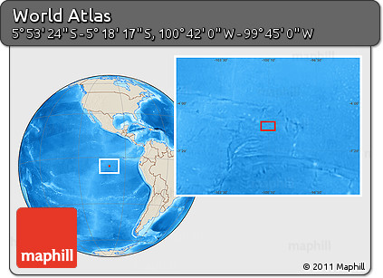 Shaded Relief Location Map of the Area around 5° 35' 51" S, 100° 13' 29" W