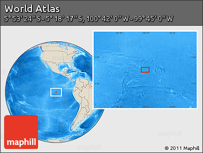 Shaded Relief Location Map of the Area around 5° 35' 51" S, 100° 13' 29" W