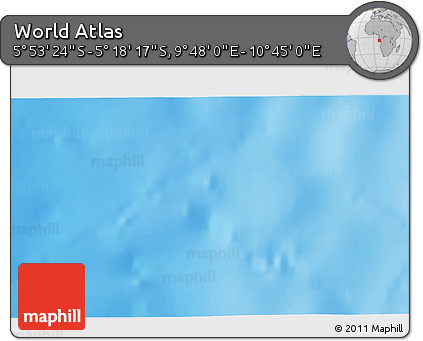 Physical 3D Map of the Area around 5° 35' 51" S, 10° 16' 30" E