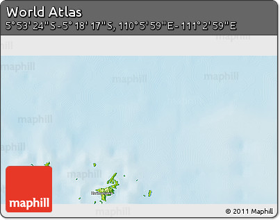 Physical 3D Map of the Area around 5° 35' 51" S, 110° 34' 29" E