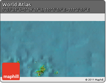 Satellite 3D Map of the Area around 5° 35' 51" S, 110° 34' 29" E