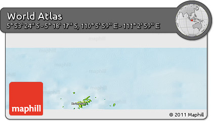 Physical Panoramic Map of the Area around 5° 35' 51" S, 110° 34' 29" E