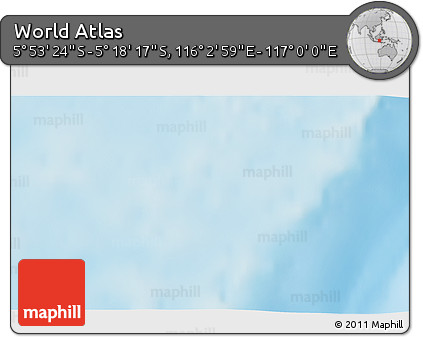 Physical 3D Map of the Area around 5° 35' 51" S, 116° 31' 30" E