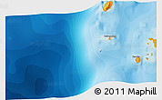 Political 3D Map of the area around 5° 35' 51" S, 131° 49' 29" E