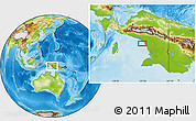 Physical Location Map of the area around 5° 35' 51" S, 137° 46' 30" E