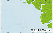 Physical Map of the area around 5° 35' 51" S, 137° 46' 30" E
