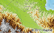 Physical Map of the area around 5° 35' 51" S, 145° 25' 30" E