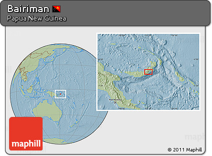 Savanna Style Location Map of Bairiman, hill shading