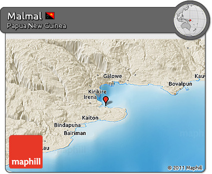 Shaded Relief Panoramic Map of Malmal